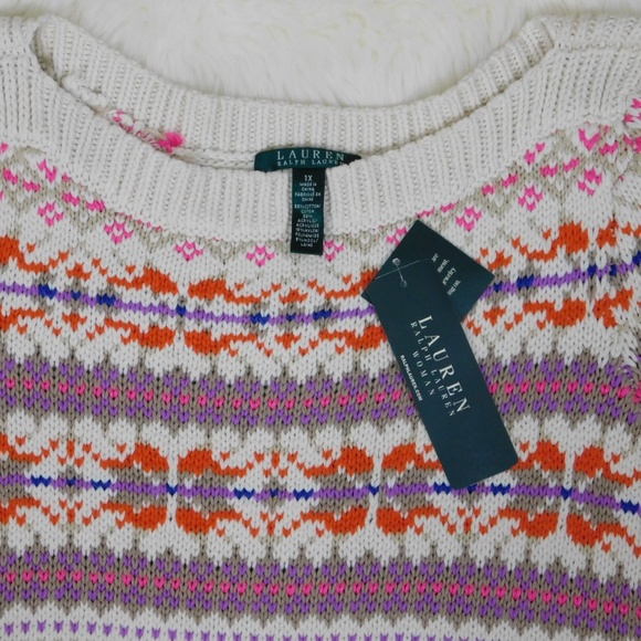 Ralph Lauren Sweater Boat Neck Fair Isle Plus Size - Picture 3 of 8